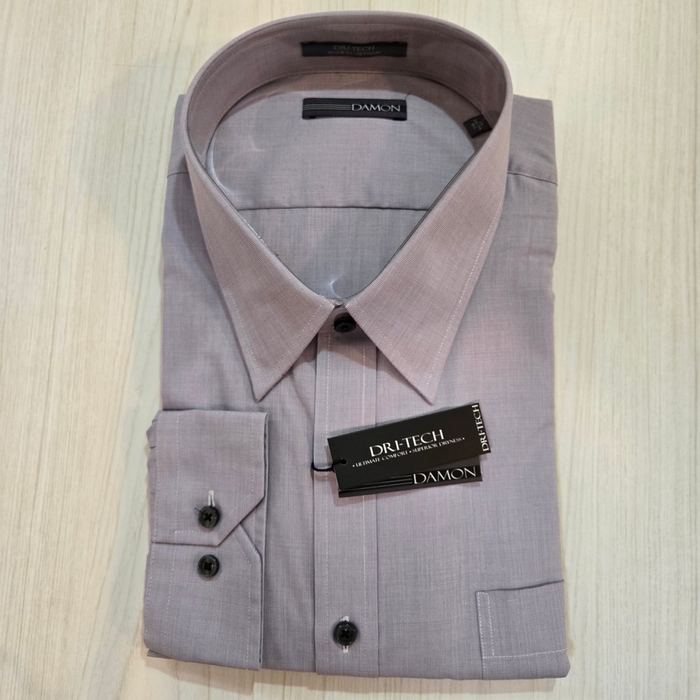 Damon Dri-Tech Mens Gray Dress Shirt Big 19 34/35 Long Sleeve Button Down NEW